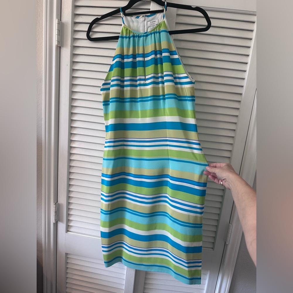 Address Maggy Size 8 100% Silk Stripe Halter Dress